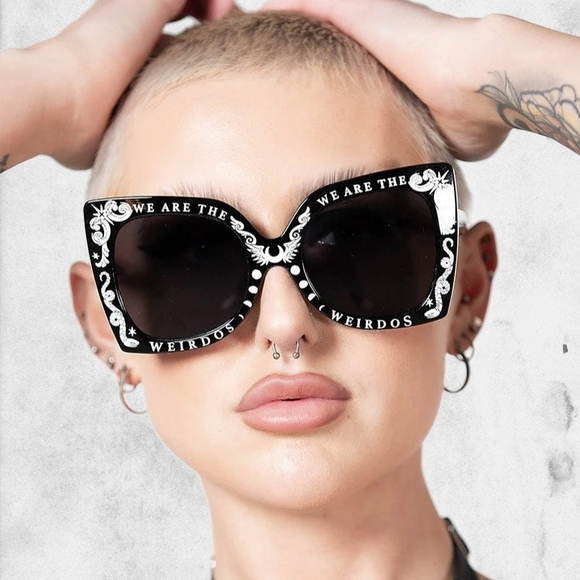 Killstar ✦ We Are The Weirdos Oversized Gothic Sunglasses ✦ Black OS NWT - Picture 3 of 7
